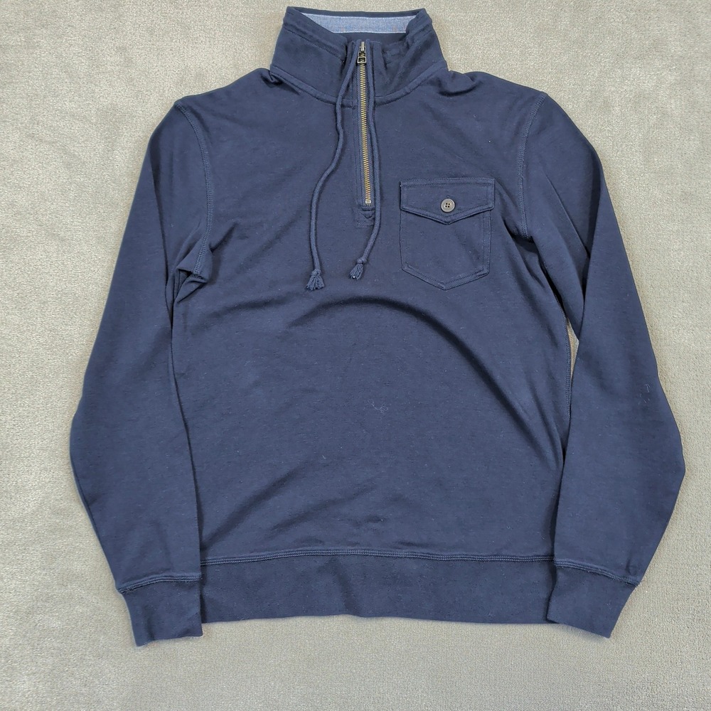 Mark Law Pullover Mens Small Navy Blue Quarter Zip Cotton Sweater Preppy